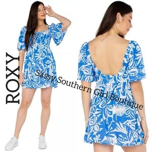 🆕⭐Roxy Blue Tropical Print Mini Dress